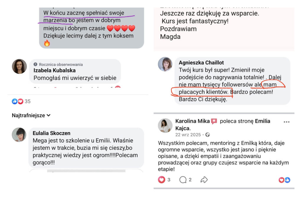 Pozytywna opinia klientki po wdrożeniu automatycznego systemu sprzedaży z Emilią Kajcą